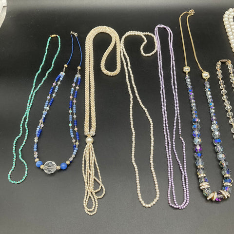 Costume Jewelry Necklace Lot 12pc Faux Pearl Beaded Includes Anne Koplik