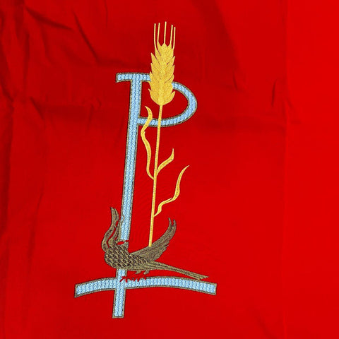 Lot of 2 Red Priest Chasuble Vestments Chi Rho Wheat Embroidery New