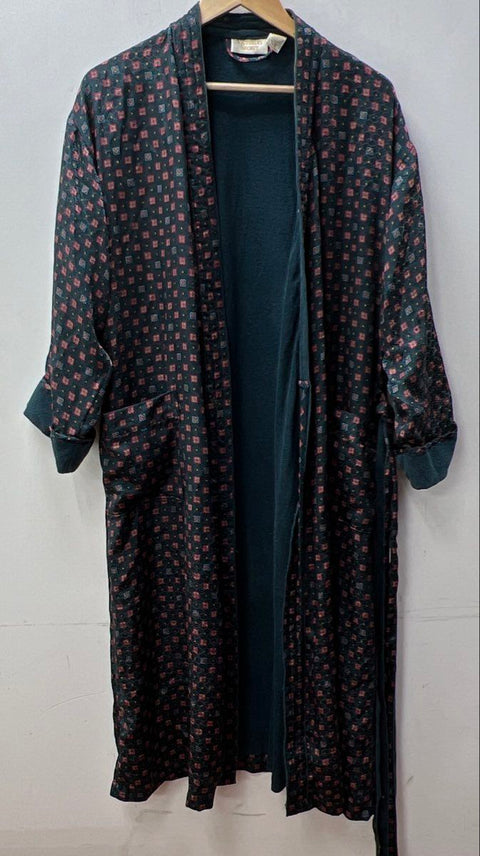 Vintage 90s Victoria's Secret Women's Teal Geometric Terry Lined Robe Sz P/S