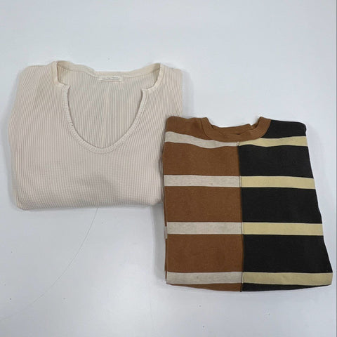 Free People Women's Sweater Lot of 2 Multicolor Striped Colorblock Thermal Sz S