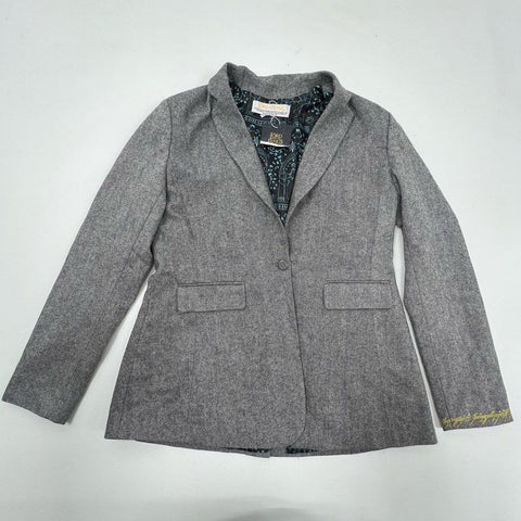 Lord of the Rings Women's Gray Herringbone Blazer Jacket Doors of Durin 14 NWT