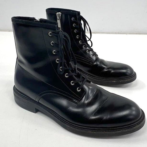 Calvin Klein Keeler Black Leather Side Zip Combat Boots Size 11