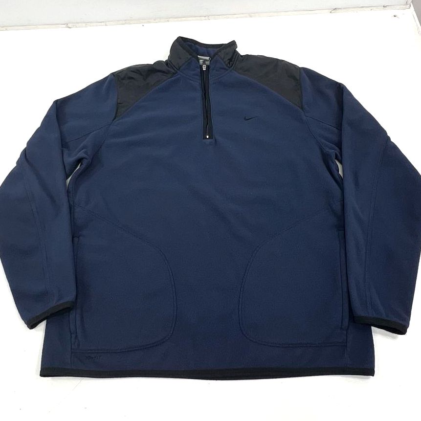 Nike Therma FIT 1/4 Zip Fleece Pullover Mens XL Navy Blue Black