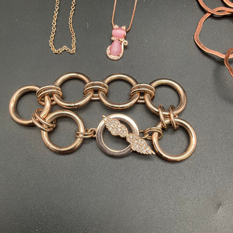 Fashion Jewelry Lot of 7 Statement Necklaces Bracelet Earrings Copper Gold Tone