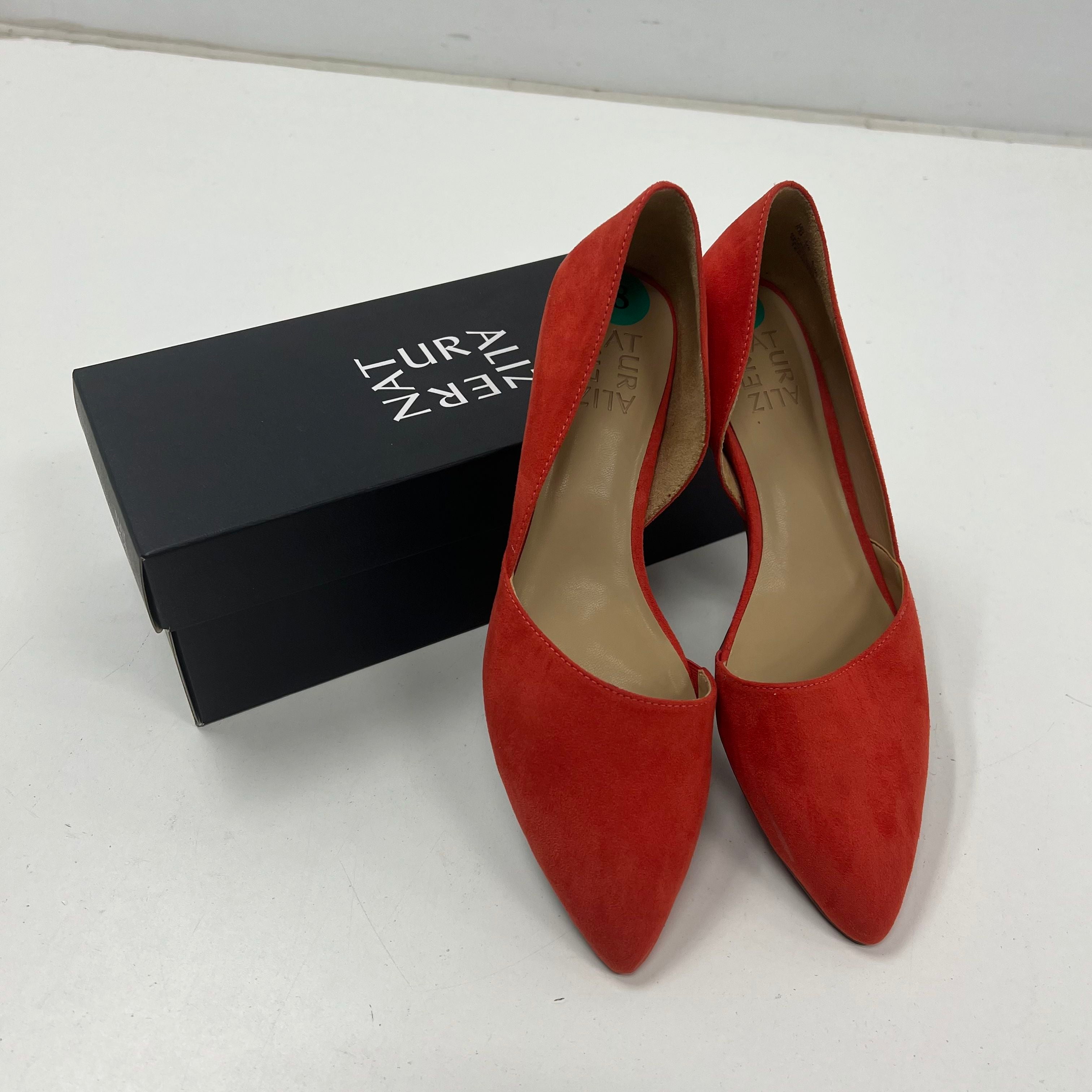 Naturalizer Tennessee Mango Orange Suede D'Orsay Pointed Toe Flats NIB Size 8M