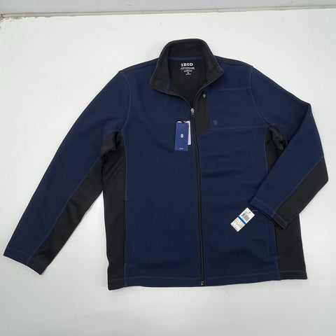 NWT Izod Navy Advantage Performance Shaker Fleece Full Zip Jacket Mens XL