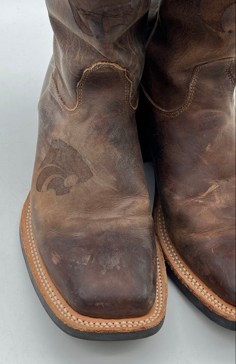 Nocona Kansas State Powercat Brown Leather Western Cowboy Boots Size 9.5D