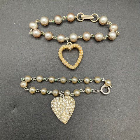 Vintage Costume Jewelry 12pc Goldette Bangles Rhinestone Heart Charm Bracelet