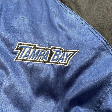 Reebok NHL Women's Blue Black Tampa Bay Lightning Satin Bomber Jacket XL NWT