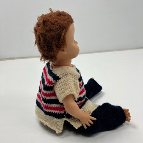 Vintage 1950s Baby Doll Sleep Eyes Rooted Hair w/ 2 Outfits Mid Century Toy