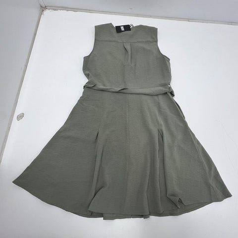 DKNY NWT Olive Green Belted Button Front Sleeveless Shirtdress Sz 12