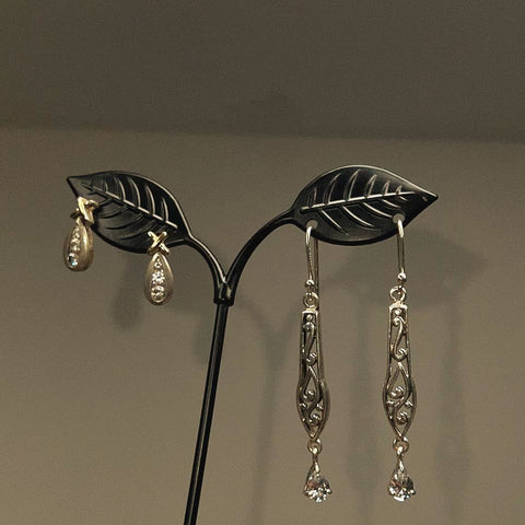 925 Sterling Silver with Stones Earrings 4 Pair