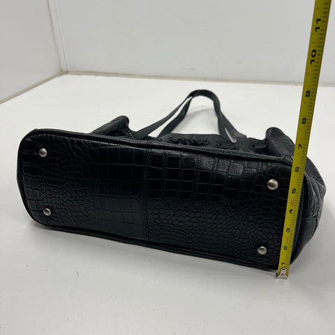 Patricia Nash Black Croc Embossed Leather Tassel Tote Shoulder Bag