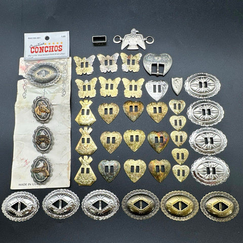 Creative Conchos Western Jewelry Making Lot Butterfly Heart Teepee Eagle 38 Pc