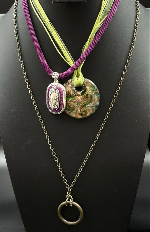 Modern & Boho Statement Necklace Jewelry Lot of 7 Eclectic Pendant Bib Fringe