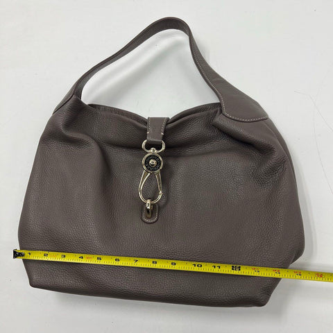 Dooney & Bourke Taupe Pebbled Leather Lock Hobo Shoulder Bag Gold Hardware