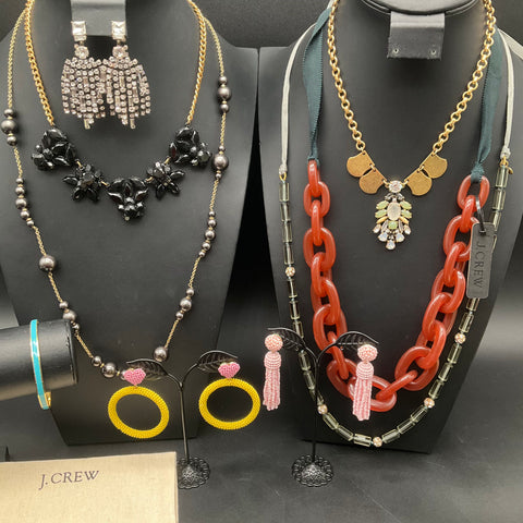 J. Crew Statement Costume Jewelry Lot of 9 Necklaces Earrings Bracelet