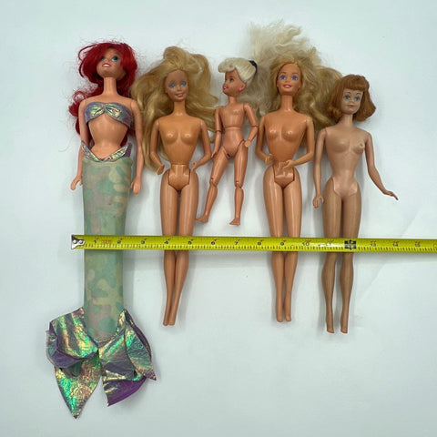Mattel Barbie Doll Lot Mixed 5 Pieces Vintage Mermaid Ariel Small Child Doll