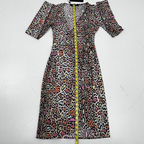 BCBGMAXAZRIA Women's Adele Wrap Dress Multicolor Leopard Print NWT Sz XXS