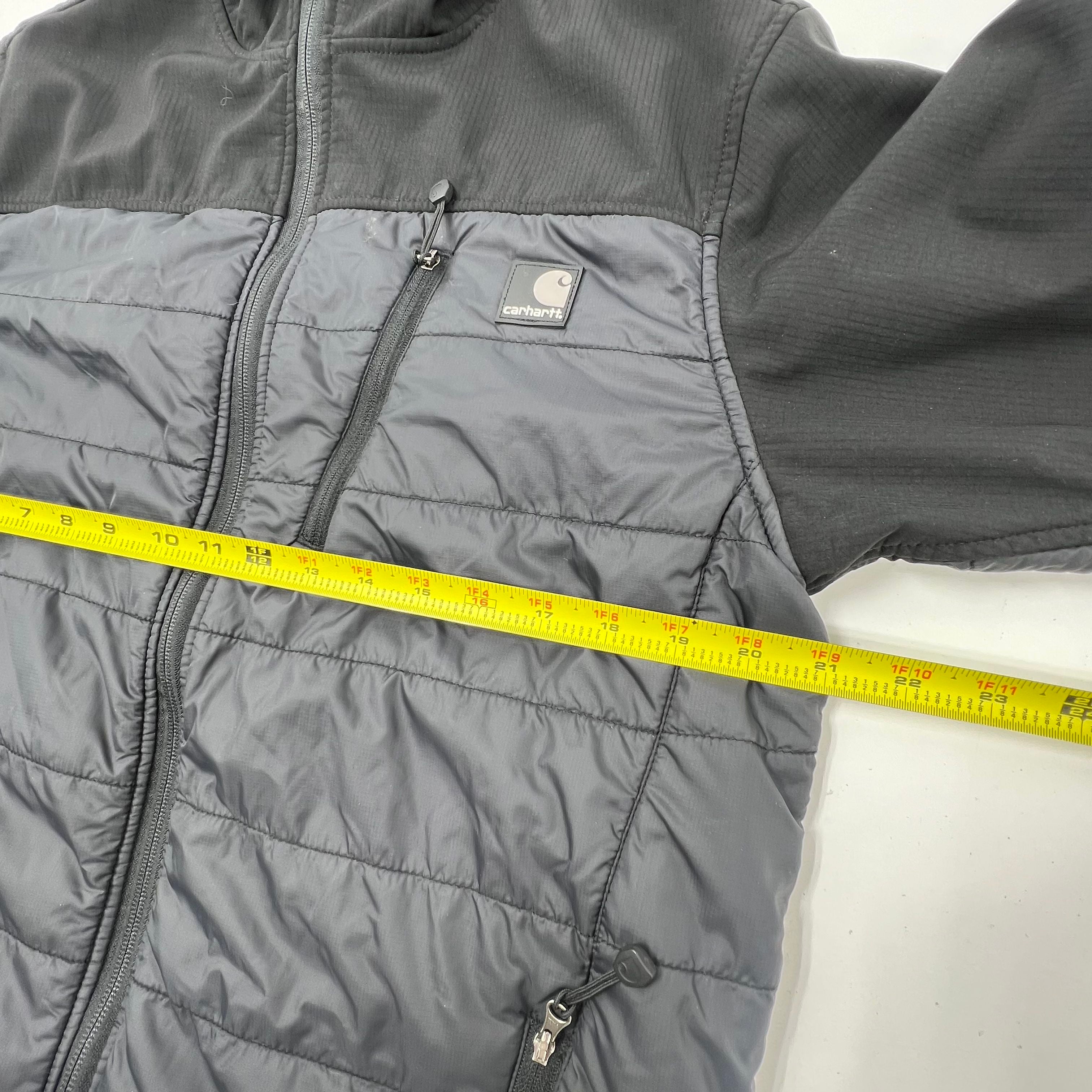 Carhartt Gilliam Hooded Quilted Hybrid Puffer Jacket Men's S Black Gray