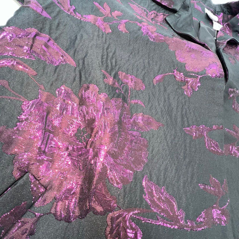 NWT Chicos Travelers Womens Black Purple Metallic Floral Jacquard Jacket 3