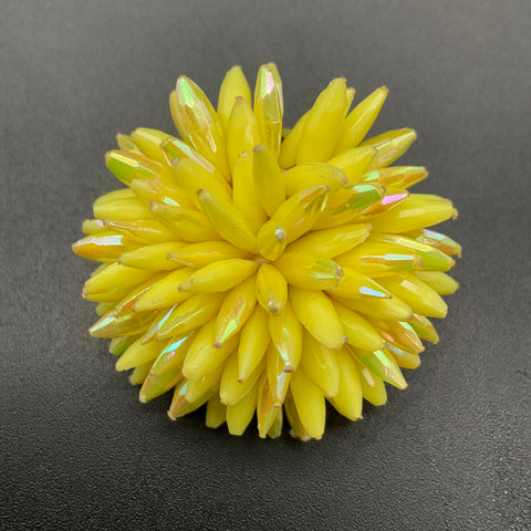 Vintage Made in Austria Yellow 3D Chrysanthemum Flower Brooch Earrings Set