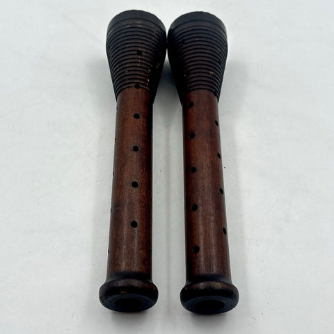 Vintage Primitive 12" Wood Yarn Spindles Textile Bobbins Industrial Weaving