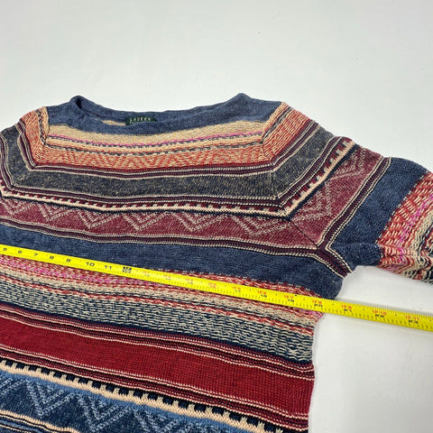 Vintage 90s Y2K Lauren Ralph Lauren Southwestern Aztec Stripe Knit Top