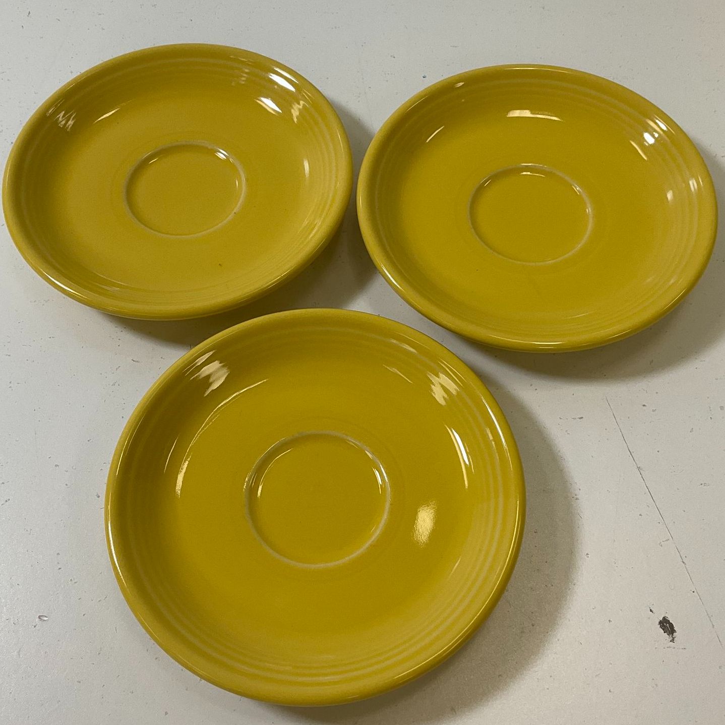 3 Homer Laughlin Fiestaware Replacement Yellow Saucers Modern