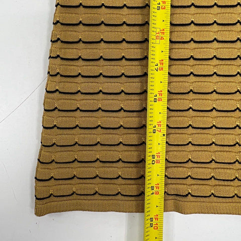 Paola Bernardi Women's Mustard Yellow Striped Ribbed Cutout Knit Top Size M