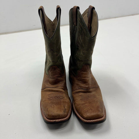 Double-H DH3571 Brown Green Leather Western Cowboy Boots Square Toe Size 11 EE