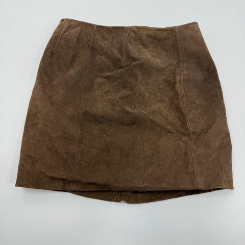 Blank NYC Brown Suede Leather Zipper Front A-Line Mini Skirt Women's Size 25