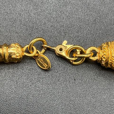 Vintage Monet Heavy Gold Tone Etruscan Revival Bead Link Necklace 34"