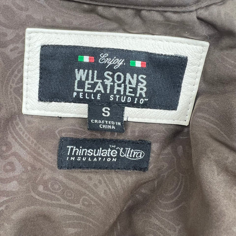 Vintage Y2K Wilsons Leather Cream Italian Moto Jacket Thinsulate Womens S