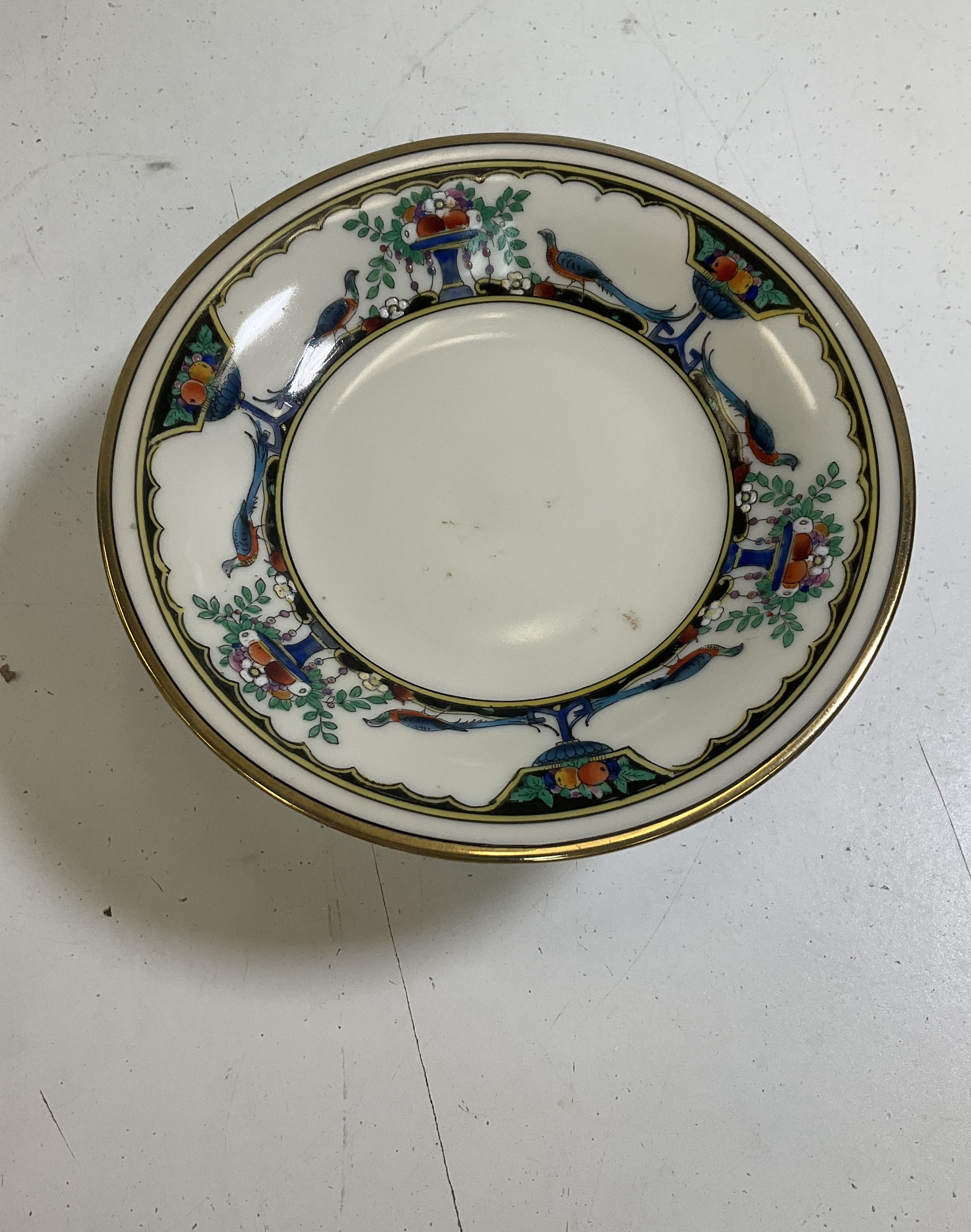 Vintage Noritake Pedestal Plate Hand Painted Birds Gold Trim 7" Made in Japan
