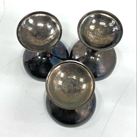 Vintage Mid-Century Gadettta Silver Plate Twisted Stem Coupe Martini Glasses