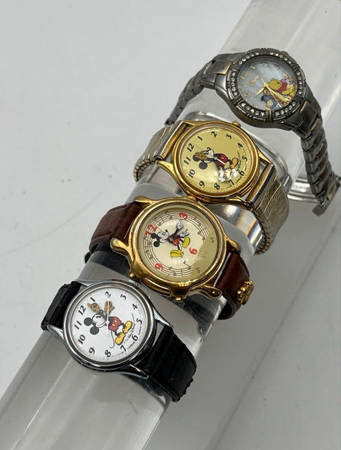 Vintage Disney Watch Lot of 4 Mickey Mouse Winnie The Pooh Lorus Jaz Character