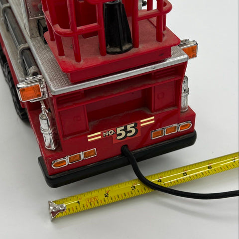 Large Remote Control Fire Truck Toy Lights Siren Extending Ladder Tethered