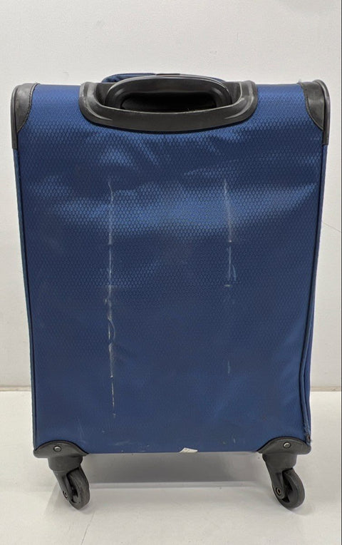 Skyway Navy Blue Fabric 4-Wheel Spinner Suitcase Travel Luggage Carry-On