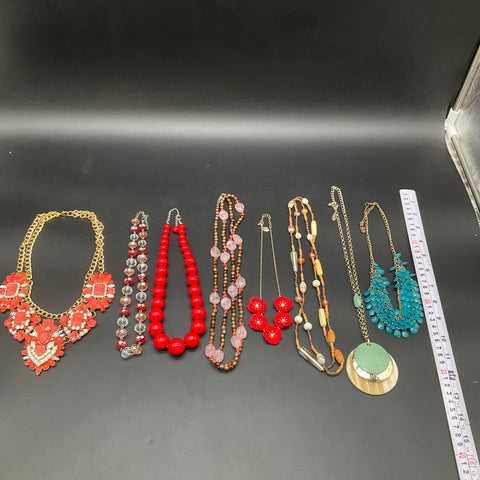 Chico's Mixed Fashion Statement Necklace Lot of 8 Beaded Floral Bib Gold Tone