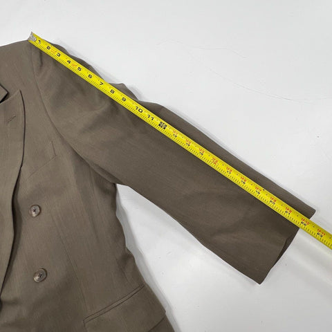 Vintage 90s Joseph Abboud Men's 2-Piece Suit Taupe Wool Double Breasted 41 32x28