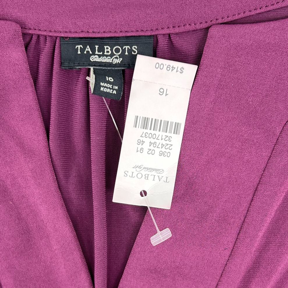 Talbots Collection Side-Tie Sheath Dress Plum Purple Women's Size 16 NWT