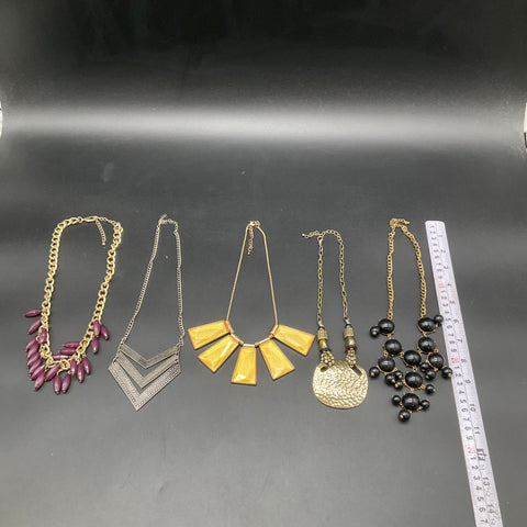 Statement Necklace Costume Jewelry Lot 5 PC Geometric Bib Boho Beaded Styles