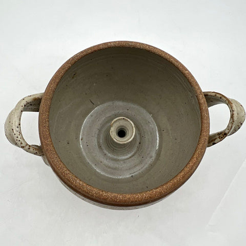 Vintage Studio Pottery Ceramic Steam Funnel Pot Speckled Stoneware Lidded