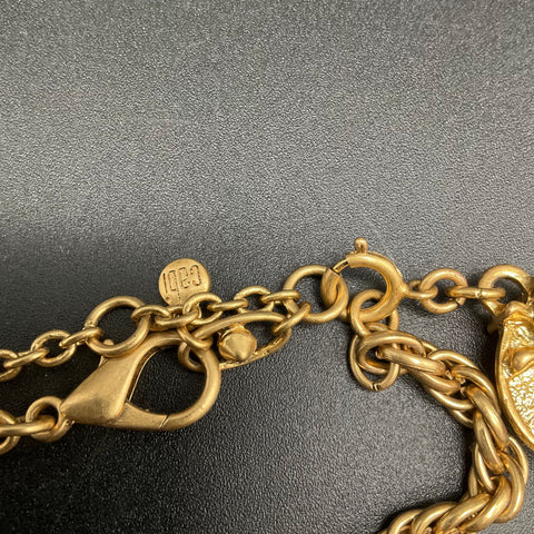 Cabi The Buzz Gold Tone Bee Scarab Convertible Chain Necklace Faux Pearl 46"