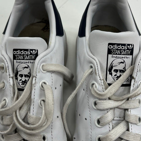 Adidas Stan Smith S81020 White Navy Leather Low Top Sneakers Size 8.5