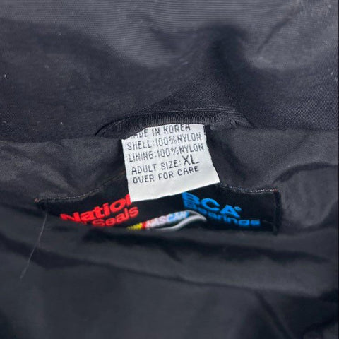 Vintage 90s NASCAR National Oil Seals Embroidered Jacket Black Red Men's Size XL