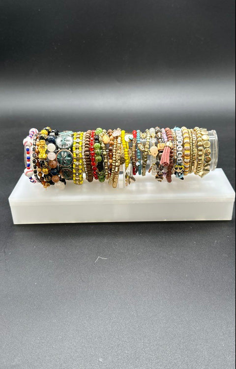 Beaded Charm Bangle Jewelry Lot of 30 Boho Modern Powerpuff Girls Baseball