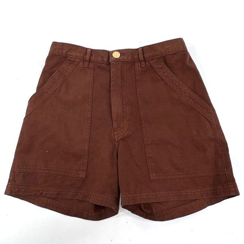 Big Bud Press Women's Work Shorts Brown High Rise Cotton Twill Size S