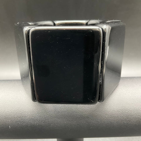 Sobral Jackie Brazil Sabrina Black Resin Geometric Block Stretch Bracelet 7.25"